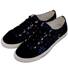 Starry Night  Space Constellations  Stars  Galaxy  Universe Graphic  Illustration Men s Low Top Canvas Sneakers