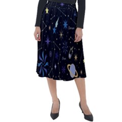 Starry Night  Space Constellations  Stars  Galaxy  Universe Graphic  Illustration Classic Velour Midi Skirt  by Vaneshart