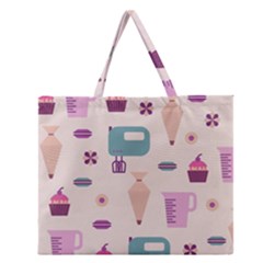 Seamless Bakery Vector Pattern Zipper Large Tote Bag