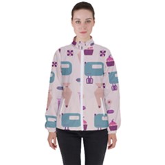 Seamless Bakery Vector Pattern Women s High Neck Windbreaker