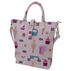 Seamless Bakery Vector Pattern Buckle Top Tote Bag