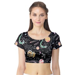 Animals Galaxy Space Short Sleeve Crop Top