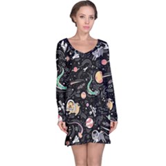 Animals Galaxy Space Long Sleeve Nightdress