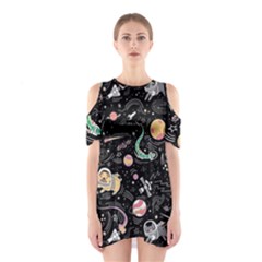 Animals Galaxy Space Shoulder Cutout One Piece Dress by Vaneshart