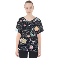 Animals Galaxy Space V-neck Dolman Drape Top by Vaneshart