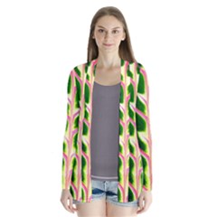 Exotic Green Leaf Drape Collar Cardigan