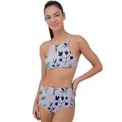 Dark Tone Plant Pattern High Waist Tankini Set by Vaneshart