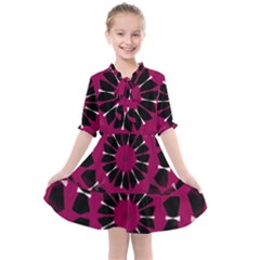 Pink And Black Seamless Pattern Kids  All Frills Chiffon Dress