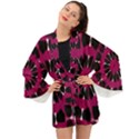 Pink And Black Seamless Pattern Long Sleeve Kimono View1