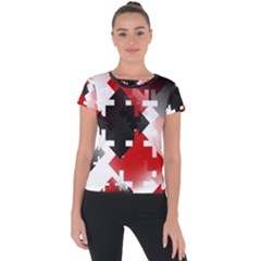 Black And Red Multi Direction Short Sleeve Sports Top  by Vaneshart