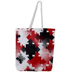 Black And Red Multi Direction Full Print Rope Handle Tote (large) by Vaneshart