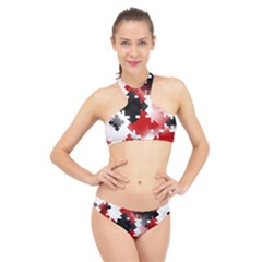 Black And Red Multi Direction High Neck Bikini Set by Vaneshart