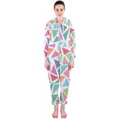 Colorful Triangle Vector Pattern Hooded Jumpsuit (ladies)  by Vaneshart