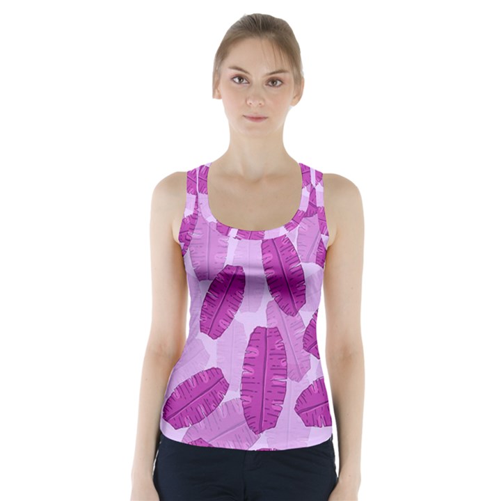 Exotic Tropical Leafs Watercolor Pattern Racer Back Sports Top