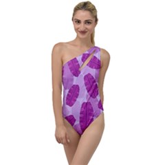 Exotic Tropical Leafs Watercolor Pattern To One Side Swimsuit by Vaneshart