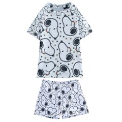 Dog Pattern Kids  Swim Tee And Shorts Set by Vaneshart