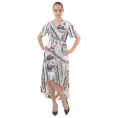 Mixed Dollars Front Wrap High Low Dress by Vaneshart