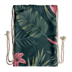 Tropical Flowers Pattern Tekstura Fon Background Pattern Drawstring Bag (large) by Vaneshart