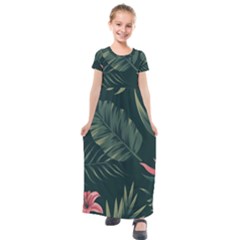 Tropical Flowers Pattern Tekstura Fon Background Pattern Kids  Short Sleeve Maxi Dress by Vaneshart