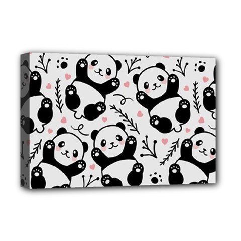 Panda Pattern Deluxe Canvas 18  X 12  (stretched)