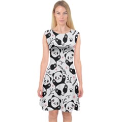 Panda Pattern Capsleeve Midi Dress