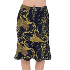 Floral Pattern Background Short Mermaid Skirt by Vaneshart