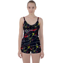 Random Paint Splats Background Tie Front Two Piece Tankini