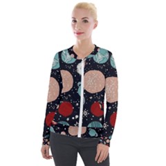 Space Galaxy Pattern Velour Zip Up Jacket by Vaneshart