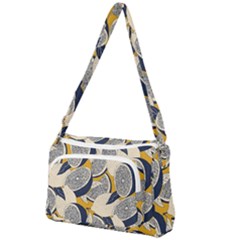 Blue And Ochre Front Pocket Crossbody Bag by Vaneshart