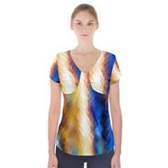 Abstract Paint Smears Short Sleeve Front Detail Top