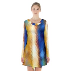 Abstract Paint Smears Long Sleeve Velvet V-neck Dress