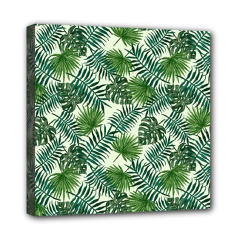 Leaves Tropical Wallpaper Foliage Mini Canvas 8  x 8  (Stretched)