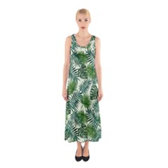 Leaves Tropical Wallpaper Foliage Sleeveless Maxi Dress