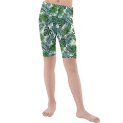 Leaves Tropical Wallpaper Foliage Kids  Mid Length Swim Shorts