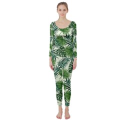 Leaves Tropical Wallpaper Foliage Long Sleeve Catsuit