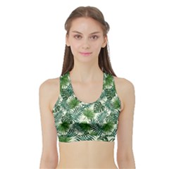 Leaves Tropical Wallpaper Foliage Sports Bra with Border