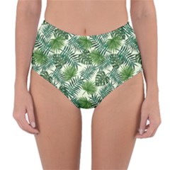 Leaves Tropical Wallpaper Foliage Reversible High-Waist Bikini Bottoms