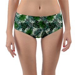 Leaves Tropical Wallpaper Foliage Reversible Mid-Waist Bikini Bottoms