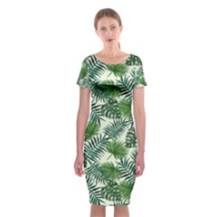 Leaves Tropical Wallpaper Foliage Classic Short Sleeve Midi Dress