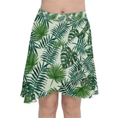 Leaves Tropical Wallpaper Foliage Chiffon Wrap Front Skirt