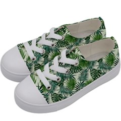 Leaves Tropical Wallpaper Foliage Kids  Low Top Canvas Sneakers