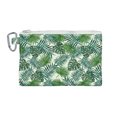 Leaves Tropical Wallpaper Foliage Canvas Cosmetic Bag (Medium)