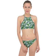 Leaves Tropical Wallpaper Foliage Racer Front Bikini Set