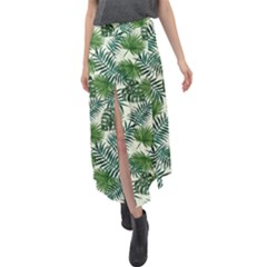 Leaves Tropical Wallpaper Foliage Velour Split Maxi Skirt