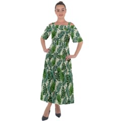 Leaves Tropical Wallpaper Foliage Shoulder Straps Boho Maxi Dress 