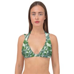 Leaves Tropical Wallpaper Foliage Double Strap Halter Bikini Top