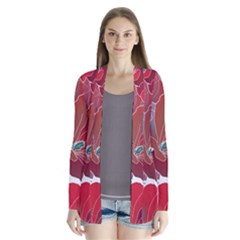 Floral Pattern Background Drape Collar Cardigan