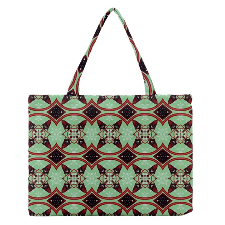 Christmas Pattern Zipper Medium Tote Bag