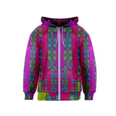 Flowers In A Rainbow Liana Forest Festive Kids  Zipper Hoodie