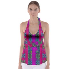 Flowers In A Rainbow Liana Forest Festive Babydoll Tankini Top